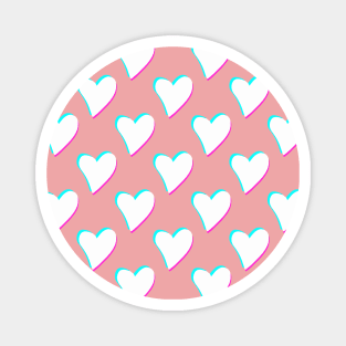 Retro Hearts on Soft Pink Magnet